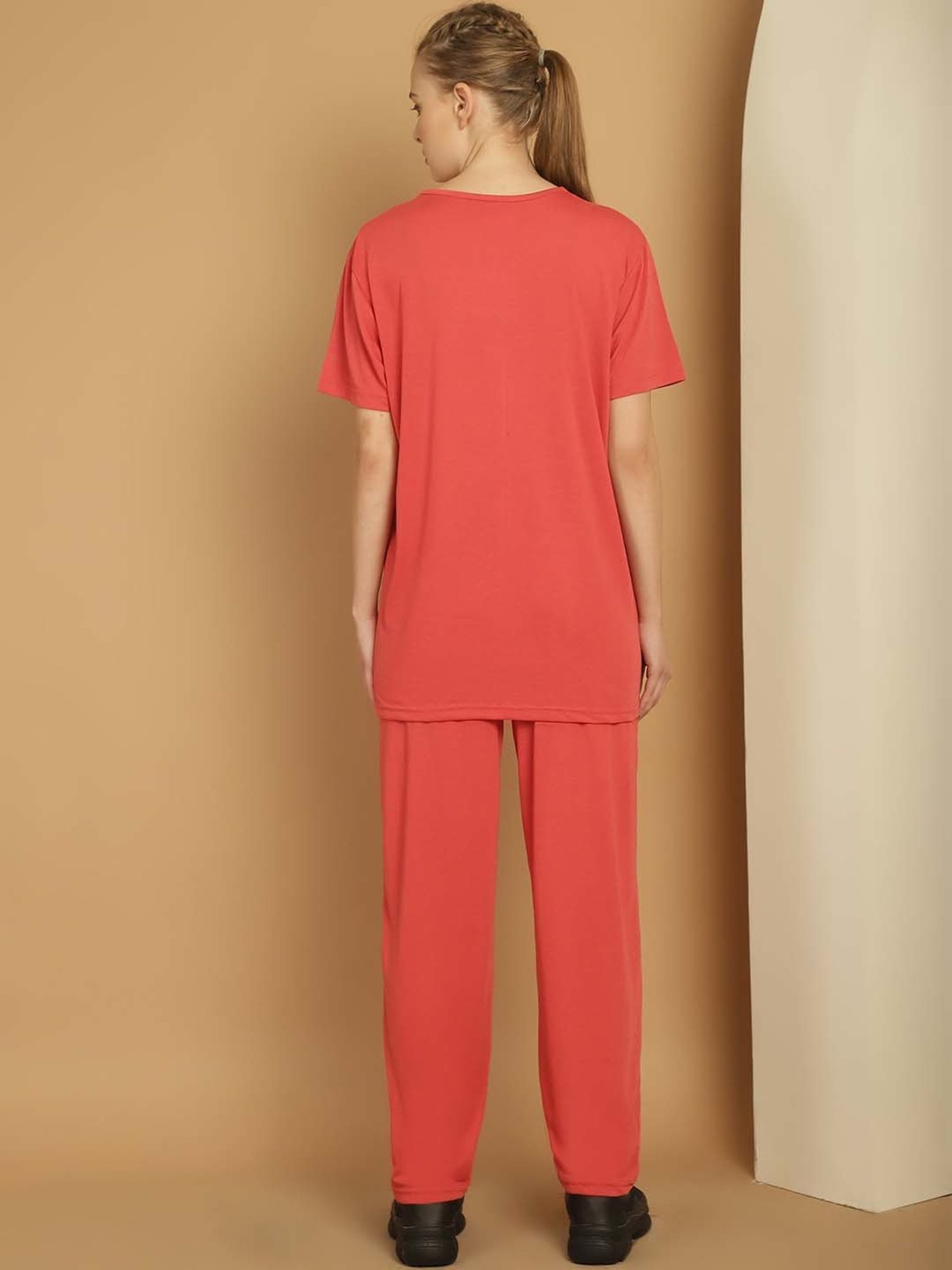 Vimal Jonney Pink Cotton Printed Sports T-Shirt Track Pant Set