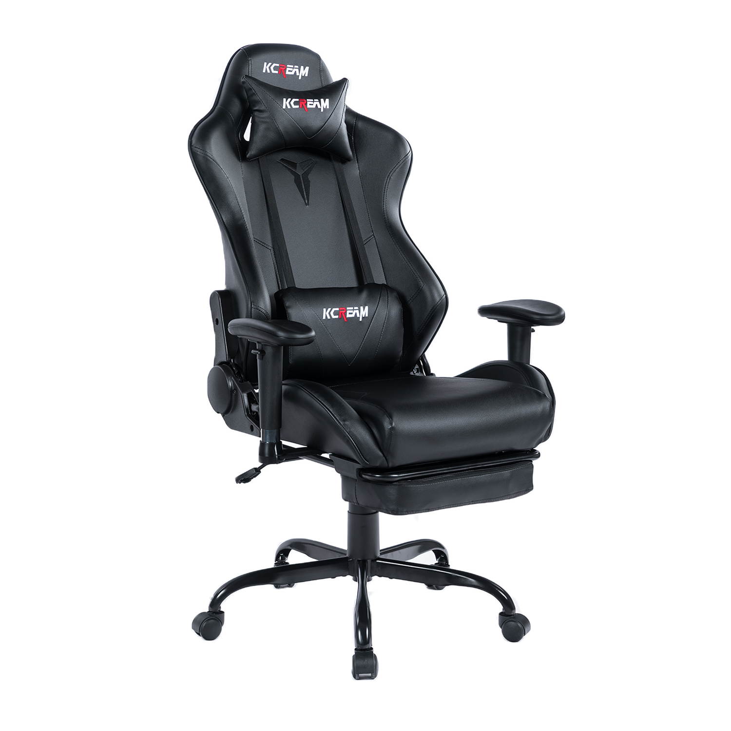 KCREAM PU Leather Swivel Chair Gaming Chair with Footrest Ergonomic Office Chair Headrest Lumbar Support Comfortable Large Size High Back Adjustable Reclining Computer Desk Chair