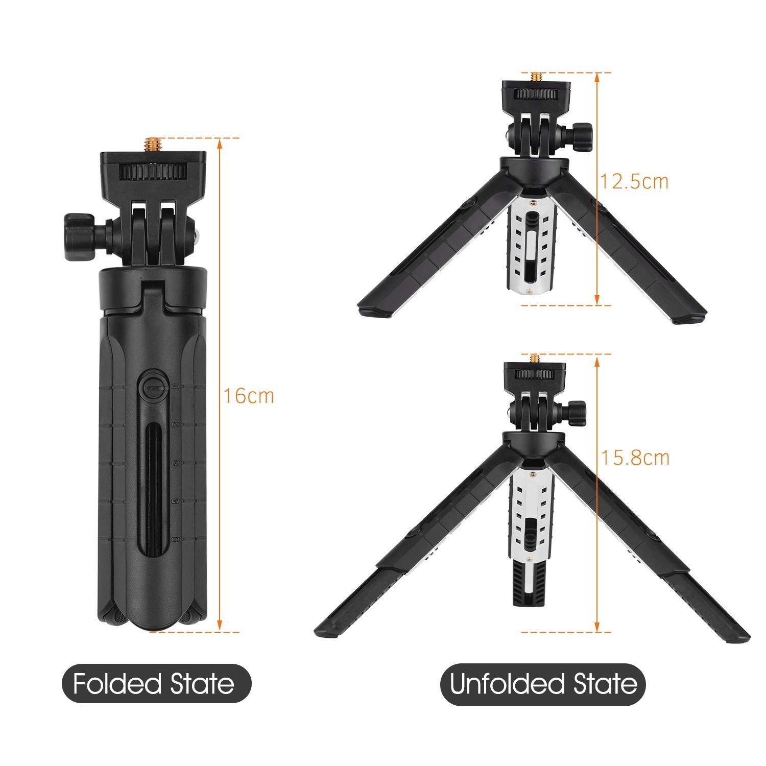 Mini Tabletop Tripod Folding Stand with 1/4inch Mounting Screw 5 Levels Adjustable for DSLR Mirrorless Camera
