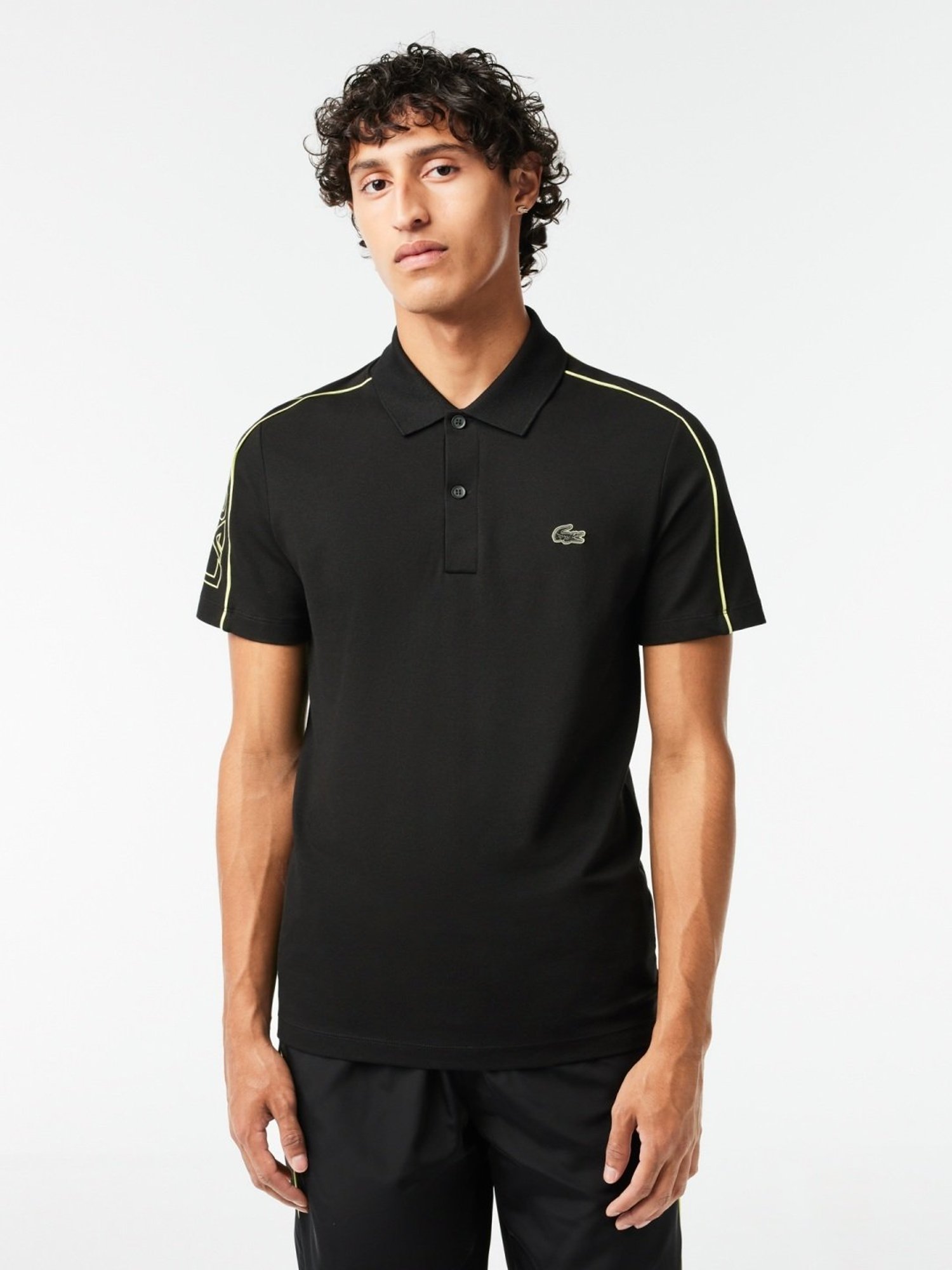 Lacoste Black Cotton Slim Fit Polo T-Shirt