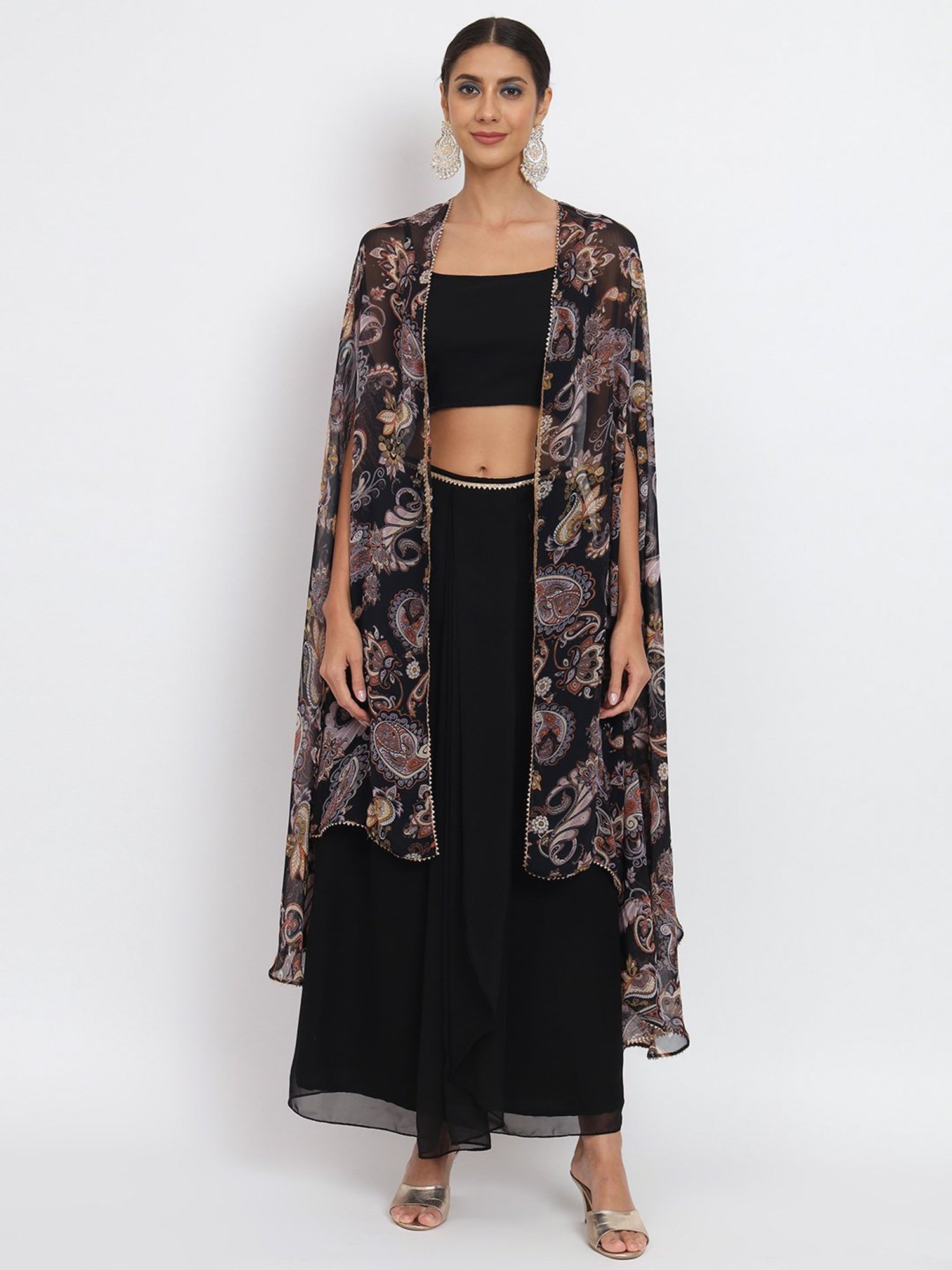 studiorasa Black Georgette Lehenga Set With Shrug