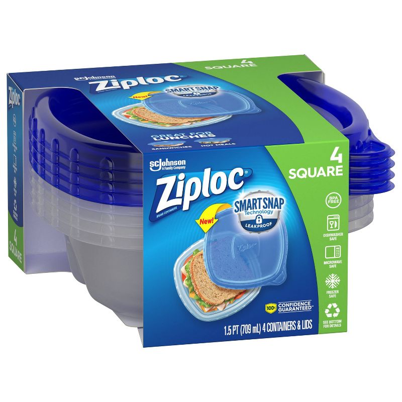 Ziploc Small Square Containers - 4ct