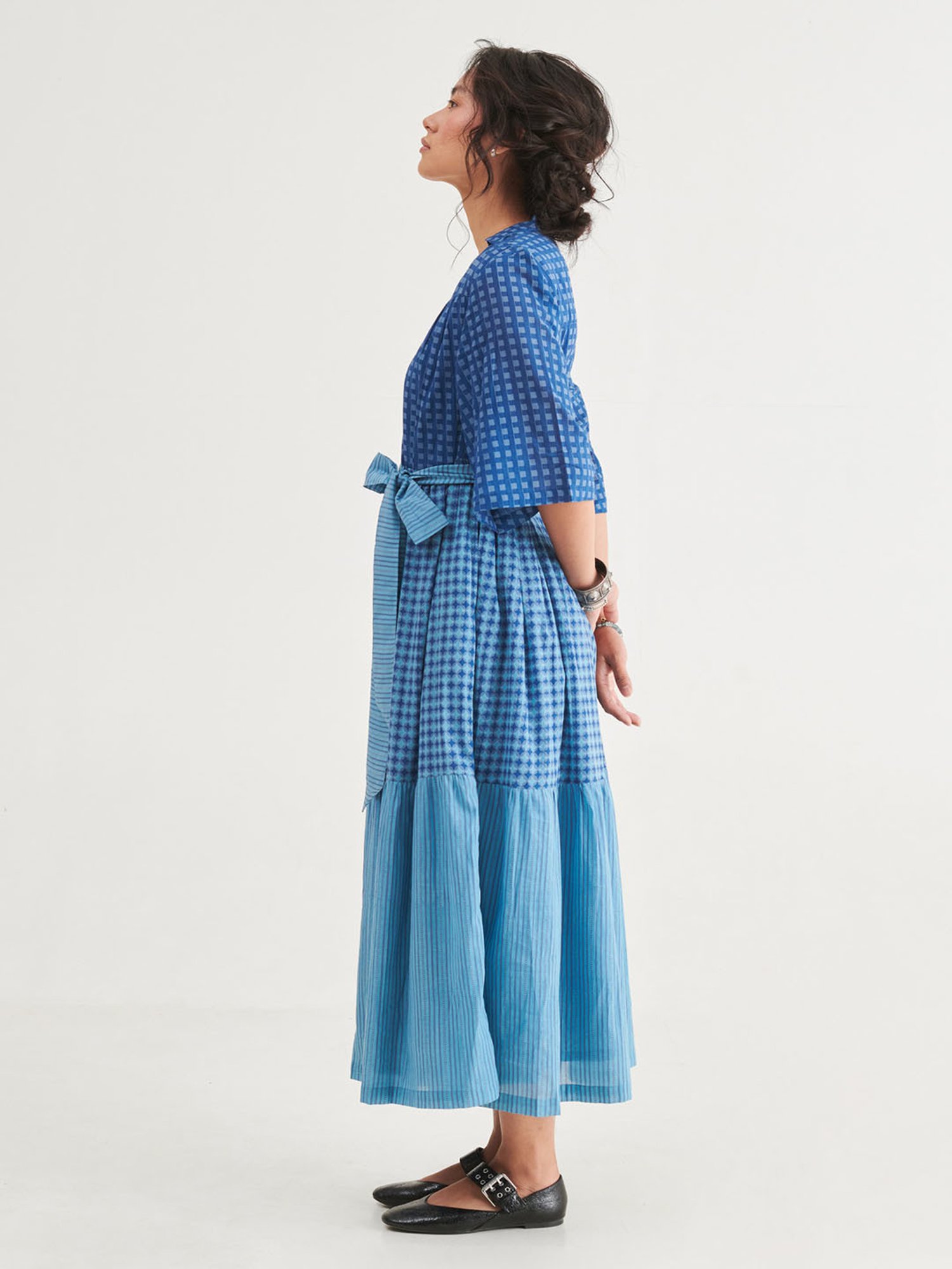 Prakriti Jaipur Indigo Checks Long Dress