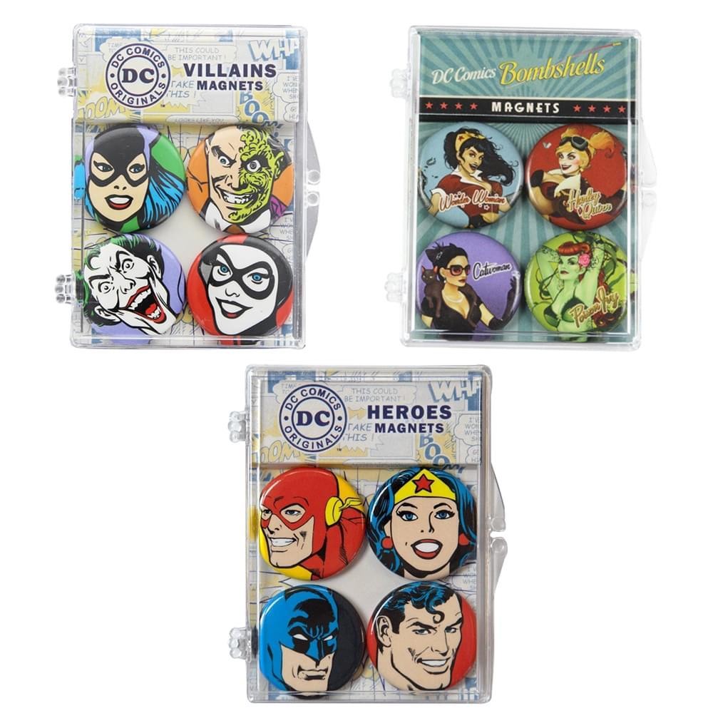 DC Comics Fridge Magnet Decor Gift Set: Bombshells, Heroes, & Villains