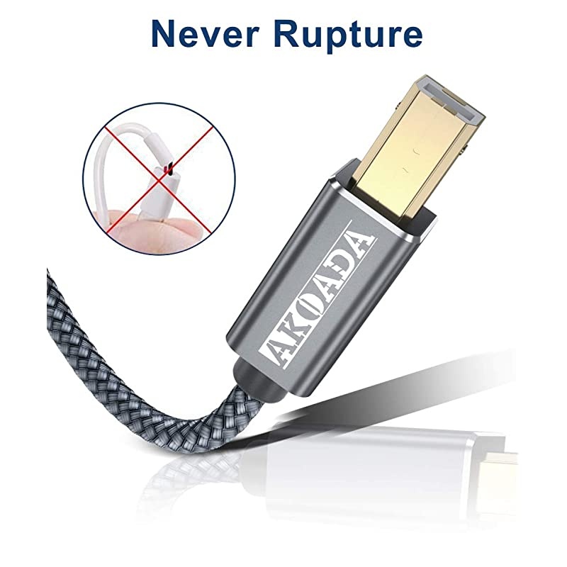 USB 2.0 Printer Cable 10ft, USB Type A Male to B Male Printer Scanner Cord High Speed Compatible with HP, Canon, Dell, Epson, Lexmark, Xerox, Samsung and More