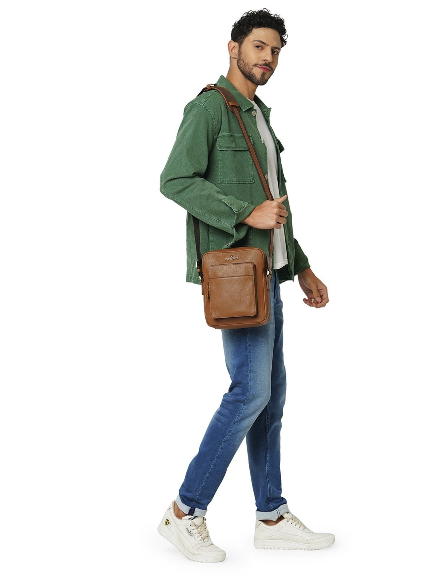 PERQUISITE MARK Brown Solid Medium Cross Body Bag