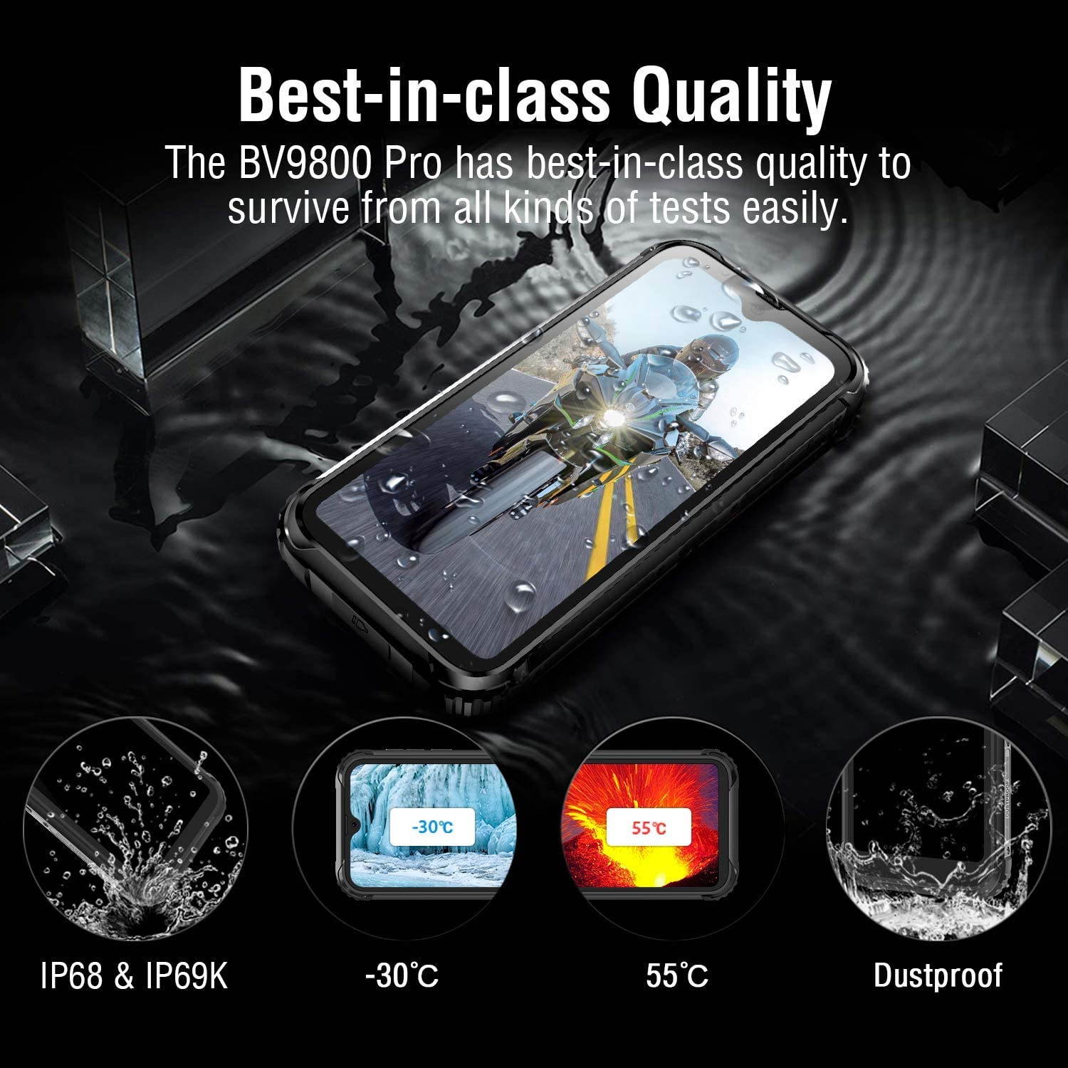 Rugged Cell Phone Unlocked, Blackview BV9800 Pro Thermal Imaging, 6GB+128GB Helio P70 Android 9.0 Waterproof Smartphone 48MP+16MP Cameras Wireless Charging 6.3" FHD+ 6580mAh 4G Dual SIM Phones