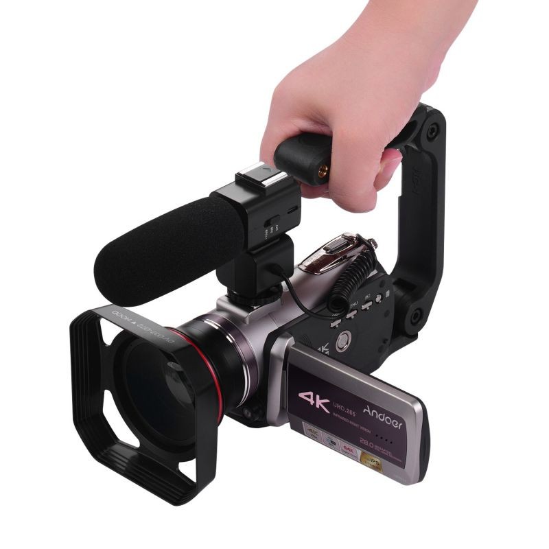 Andoer HDV-AZ50 Portable Real 4K 30FPS WiFi Digital Video Camera Camcorder 3.1 Inch IPS Touchscreen 64X Digital Zoom IR Night Vision Camcorder with Camera Battery 0.39X Super Wide Angle Lens CM-520