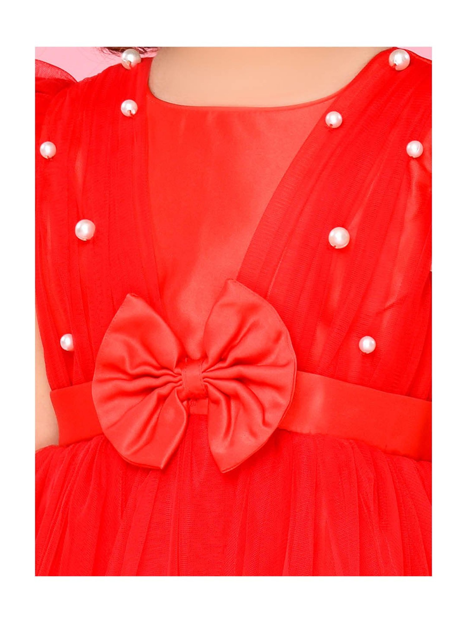 Saka Designs Kids Red Applique Dress