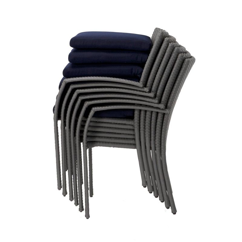 6pk Lakewood Ranch Steel and Wicker Patio Dining Chairs Gray/Blue - Room & Joy