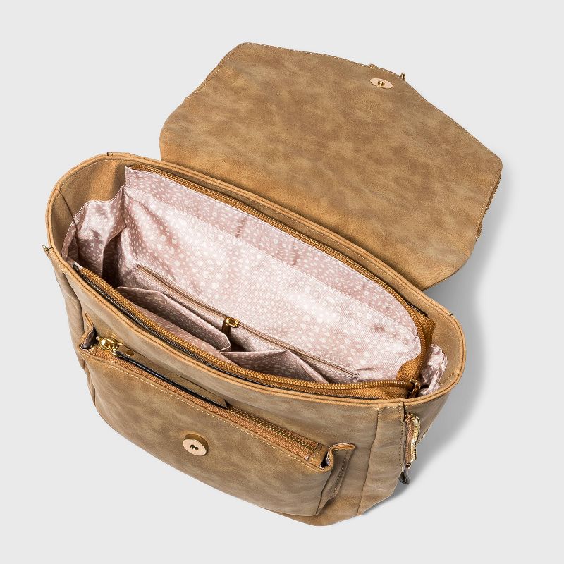 VR NYC Whipstitch Trim Envelope Flap Backpack - Straw