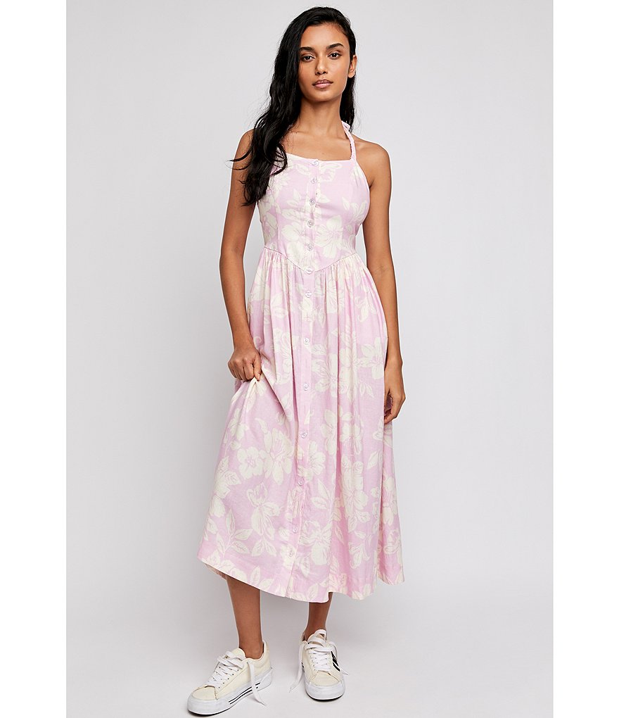 Free People The Perfect Square Neck Sleeveless Floral Midi Sundress