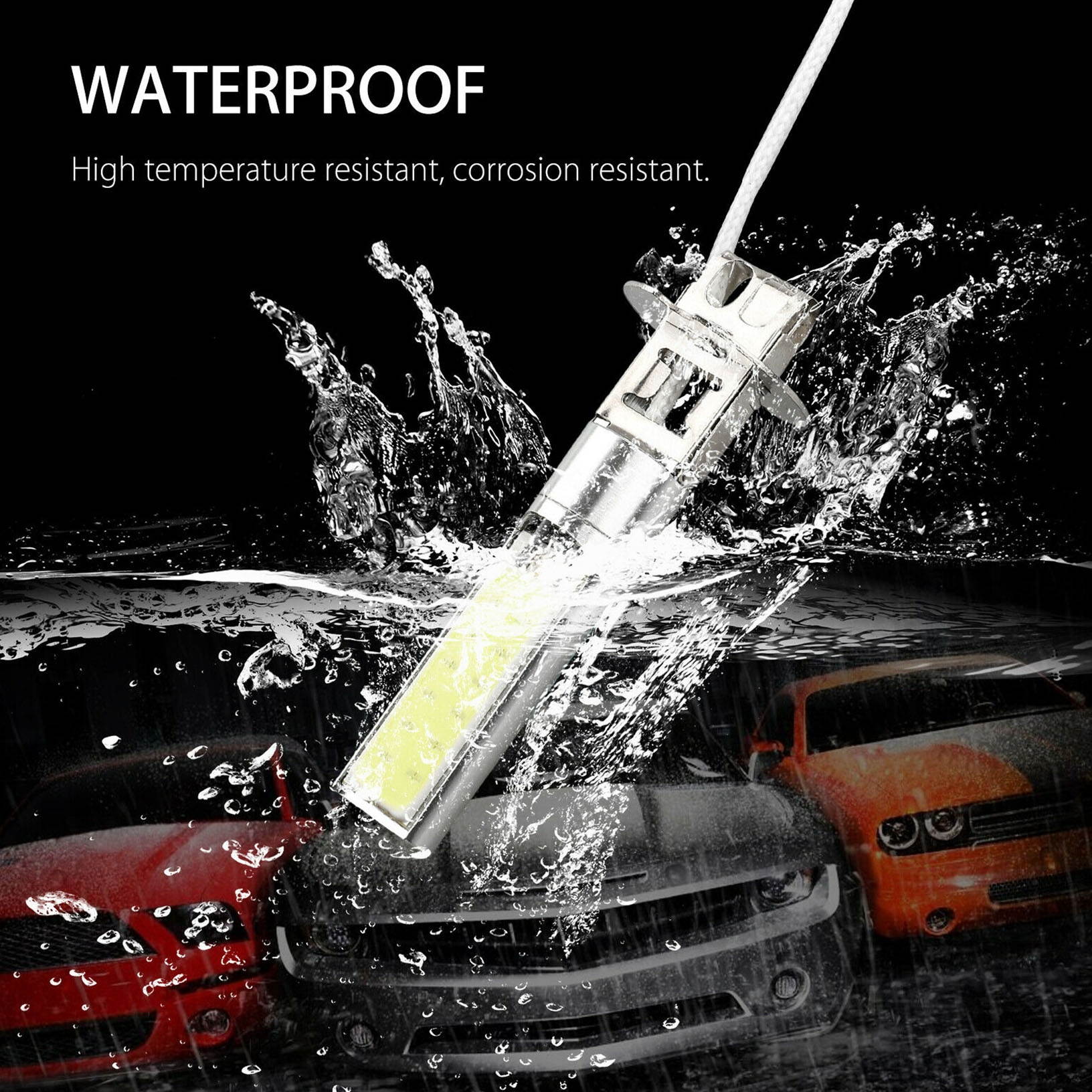 2Pack High Power H3 100W COB LED Xenon Pure White Fog Light SMD Car Bulb 6000K