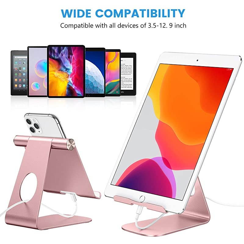 Tablet Stand Holder Adjustable  T1 iPad Stand Desktop Aluminum Tablet Dock Cradle Compatible with iPad Air 4Mini New iPad 10297 iPad Pro 11129 Samsung Nintendo and More Rose Gold