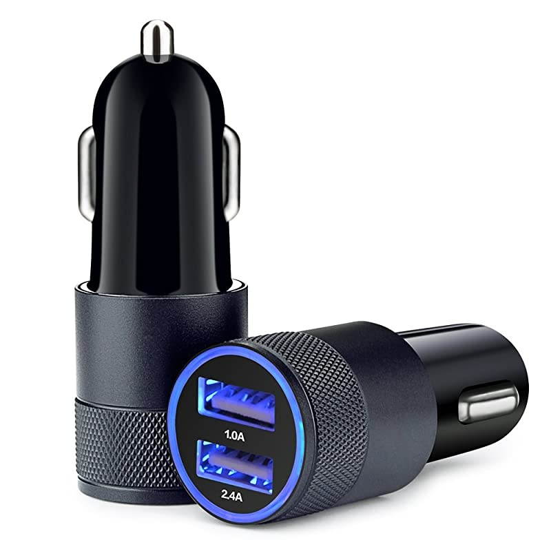 Car Charger, 3.4A 2 Pack USB Smart Port Charger Compatible with iPhone X 8 7 6S 6 Plus, 5 SE 5S 5 5C,Galaxy S9 S8 S7 S6 Edge, Note 8 4, LG G6 G5 V10 V20,Nexus 5 X 6P,Pixel,iPad Pro Portable