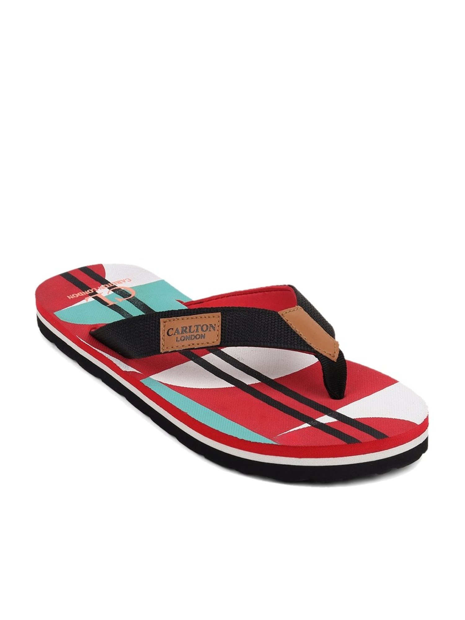 Carlton London Men's Coal Black Flip Flops