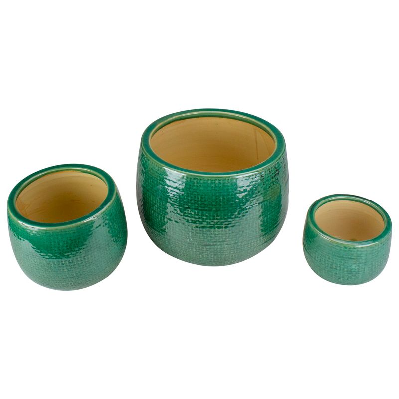 Napa Home & Garden Set of 3 Green and White Textured Planter Set 10.5"