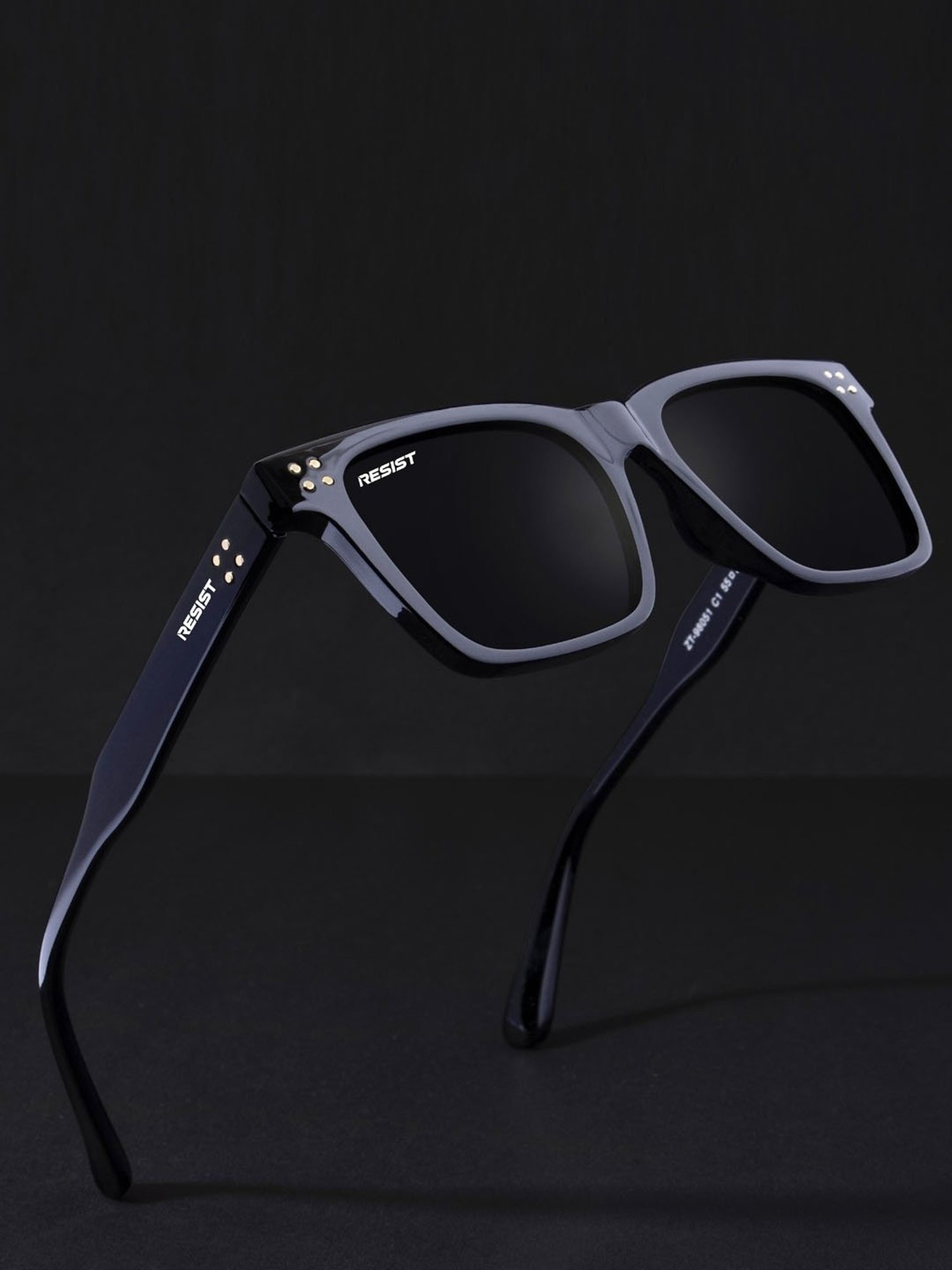Resist Eyewear Black Square UV Protection Unisex Sunglasses