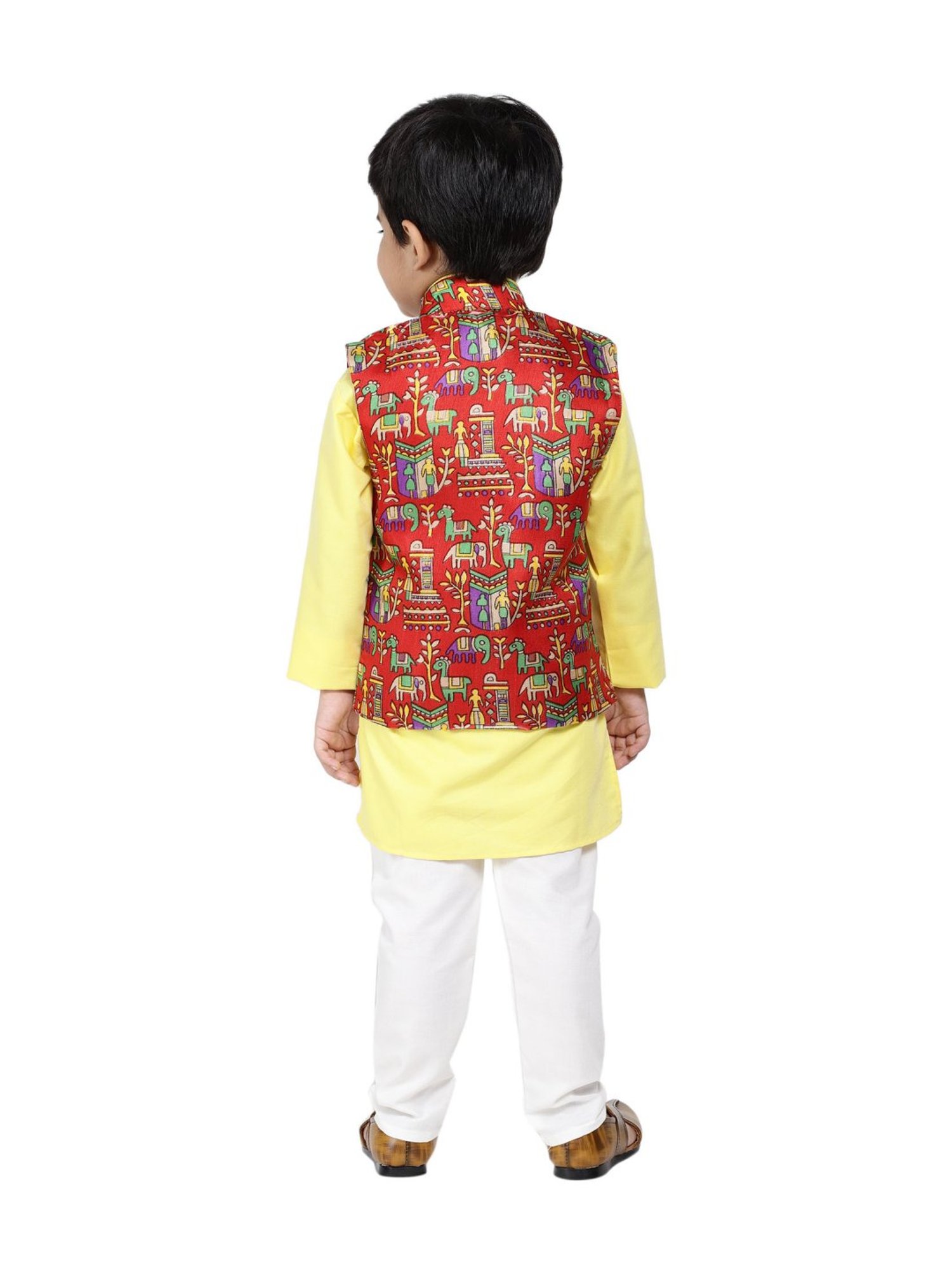 VASTRAMAY Kids Pink & White Floral Print Kurta Set