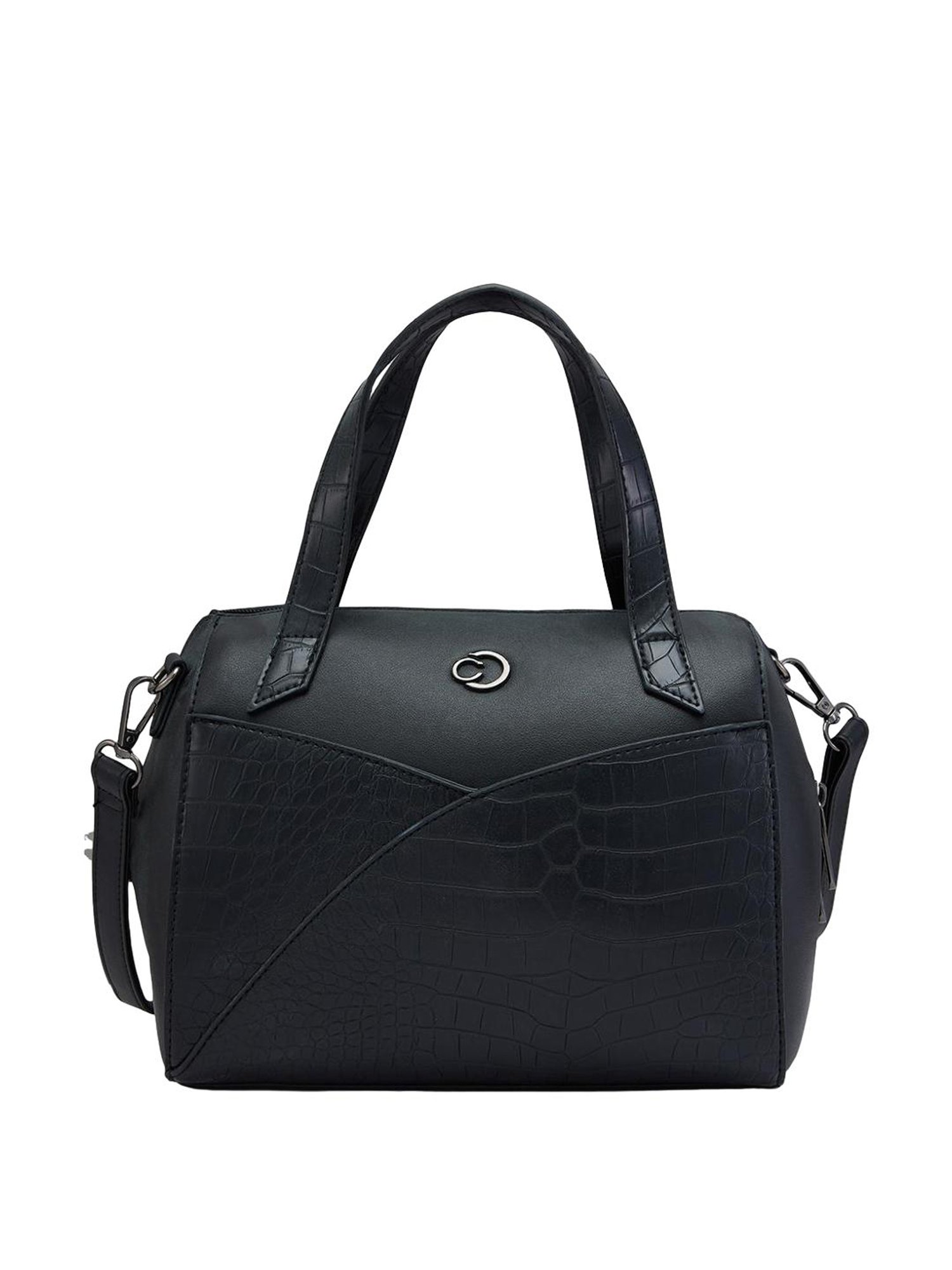 Caprese Cabo Black Faux Leather Textured Handbag