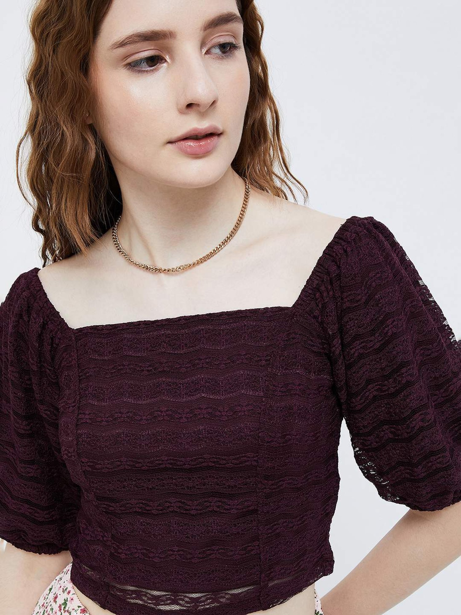 Ginger by Lifestyle Purple Self Pattern Top