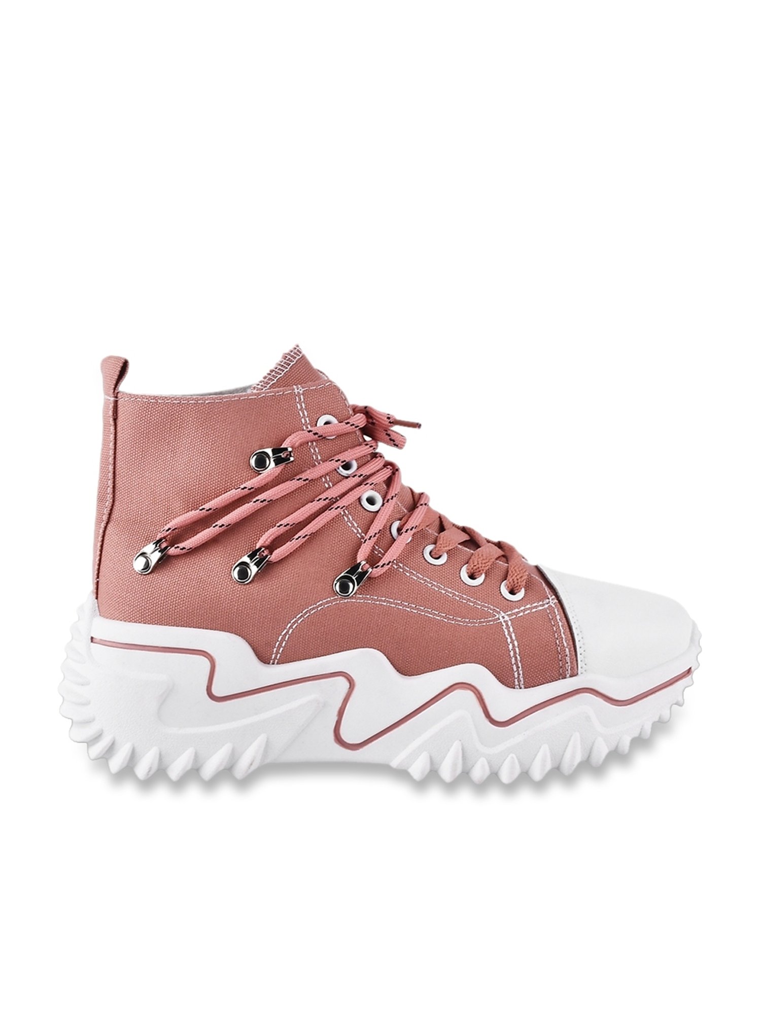 The White Pole Women's Pink Ankle High Sneakers