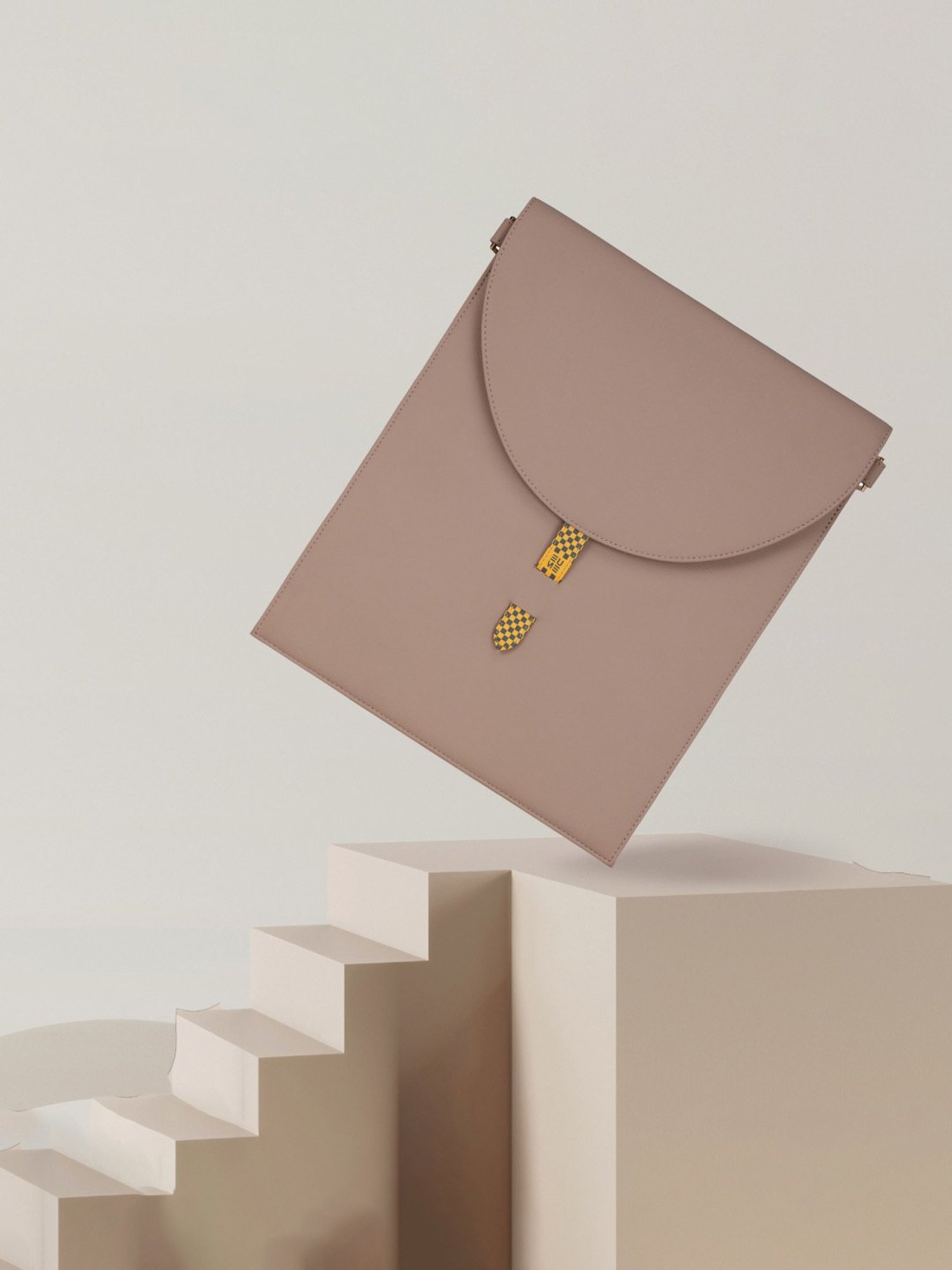 Eume Hibiscus Light Grey Leather Laptop Sleeve