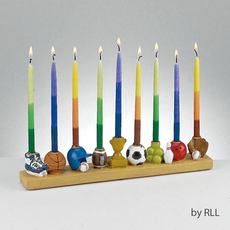 Rite Lite 12" Hand Painted Hanukkah Sports Menorah - Brown/White