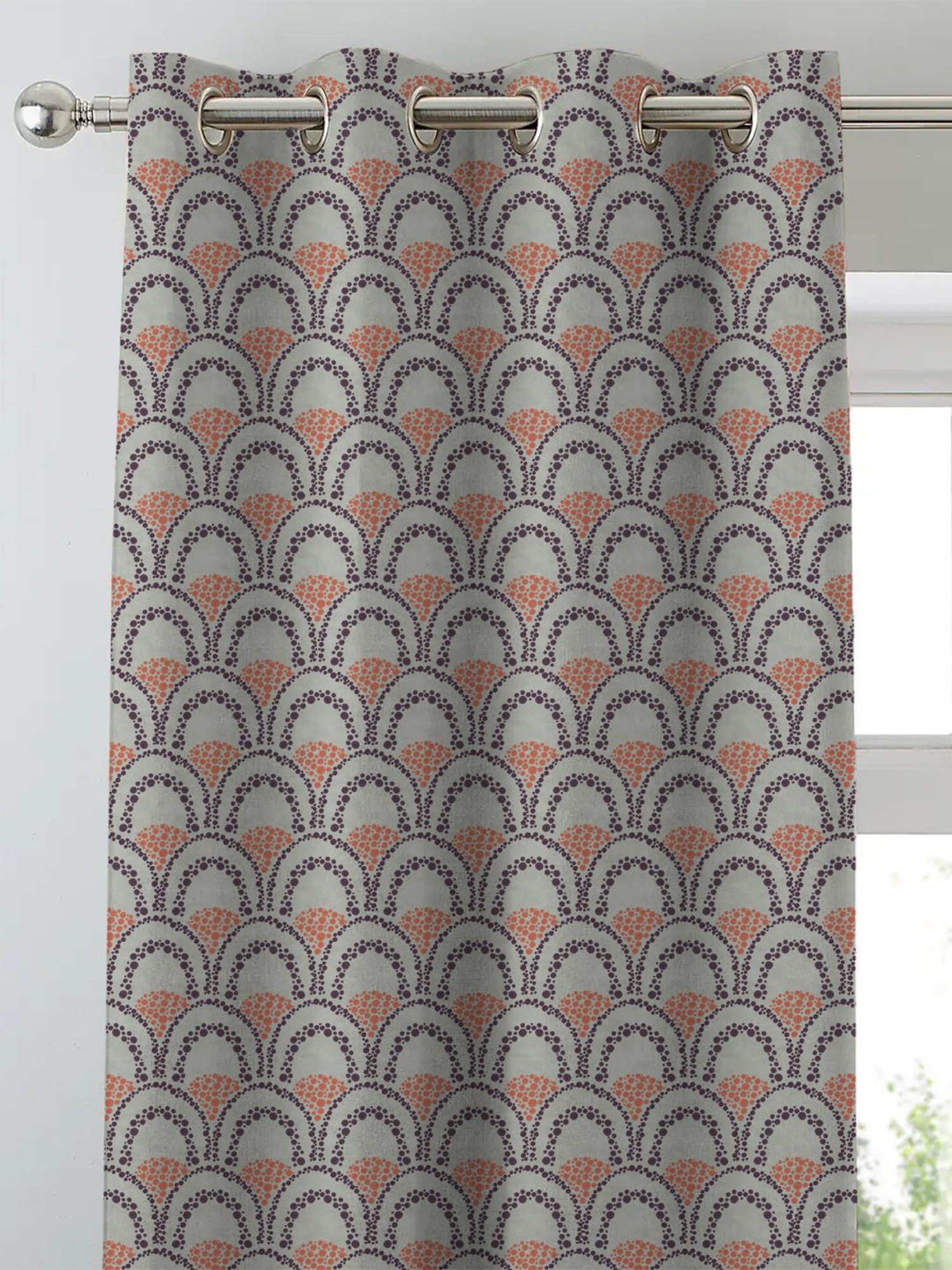 SPACES DRAPE STORY Elegent Grey Polyester 5 ft Window Curtain - Set of 2