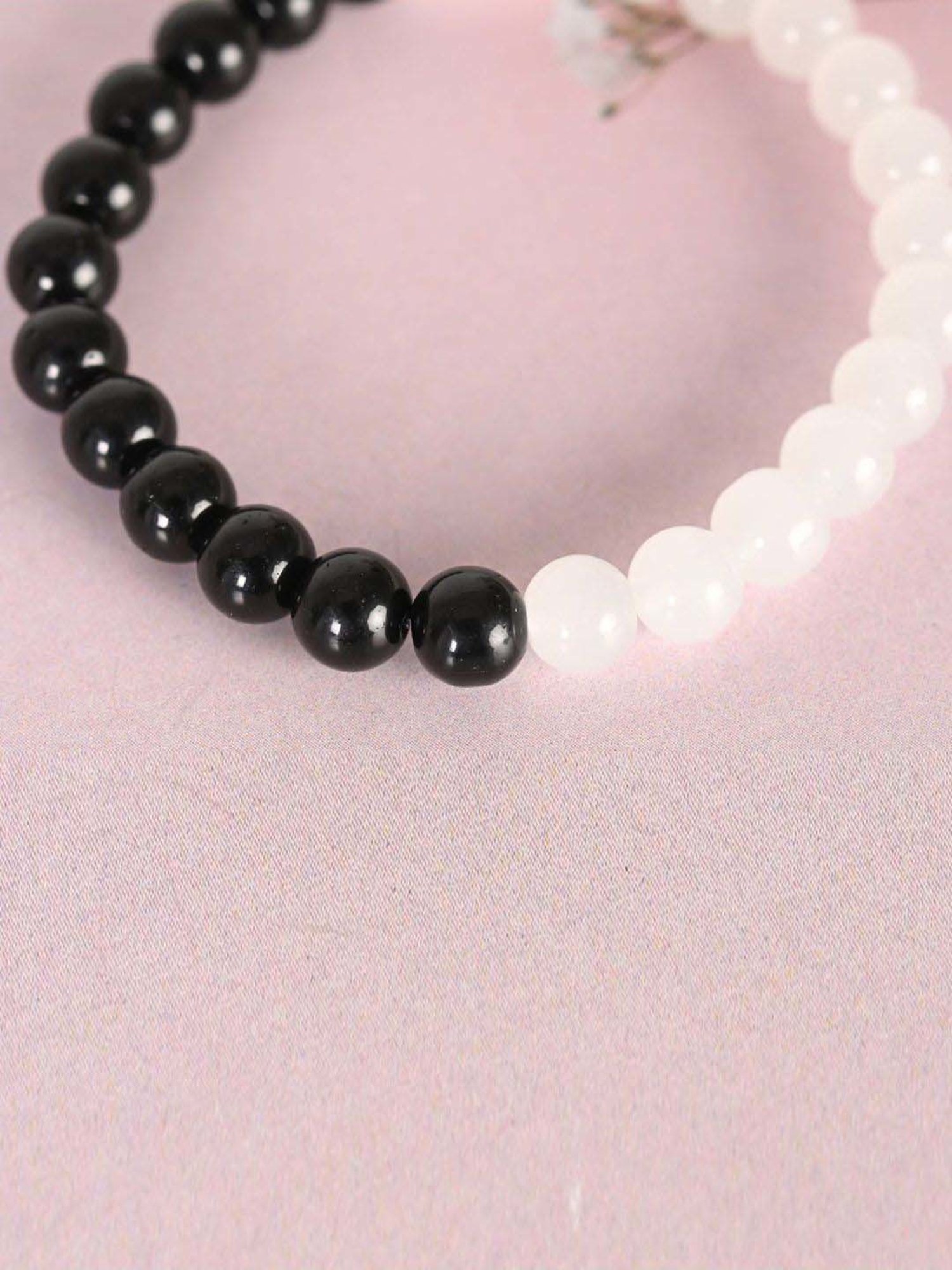 NVR Black & White Marbel Crystal Elasticated Bracelet for Unisex