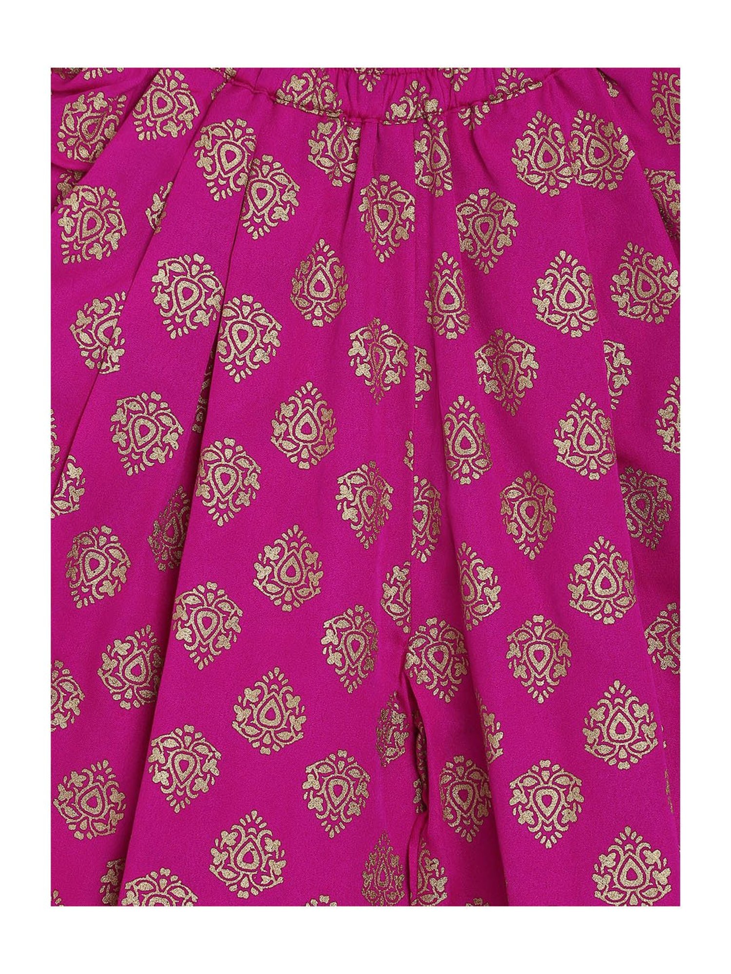 TWISHA Kids Beige & Pink Embroidered Top with Dhoti