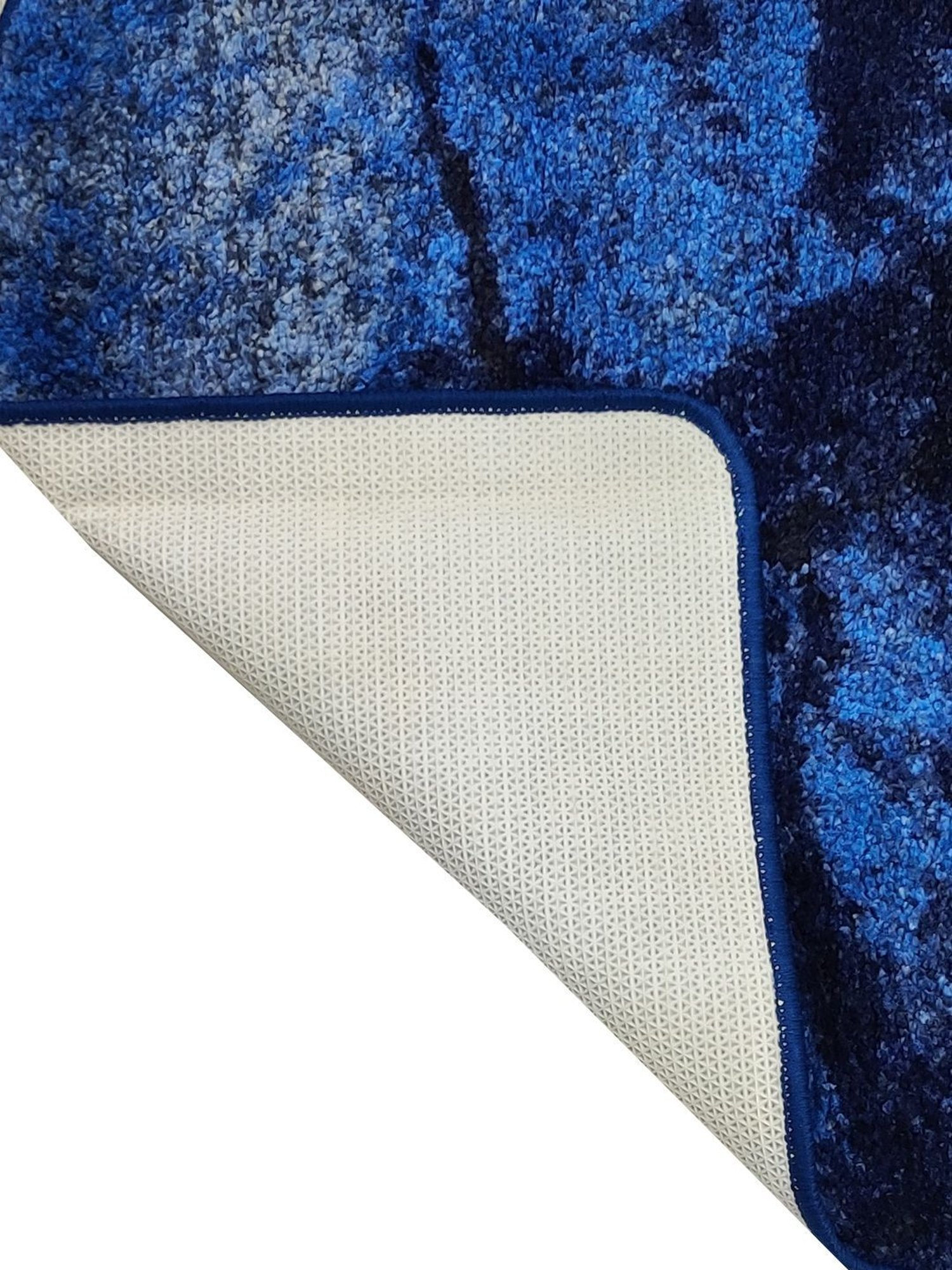 Bianca Blue & Navy Microfibre Non-Slip Rug