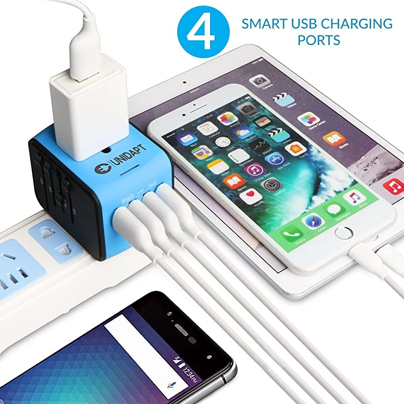 Universal Travel Power Adapter International Adapter Fast 24A 4USB Worldwide European Power Charger AC Wall Plug Adapters All in One for Europe US USA UK EU AUS Asia