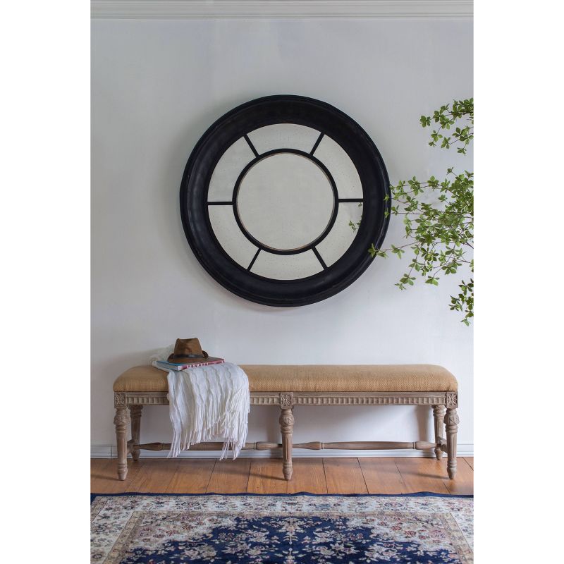 35" x 35" Cameron Round Decorative Mirror llack - A&B Home