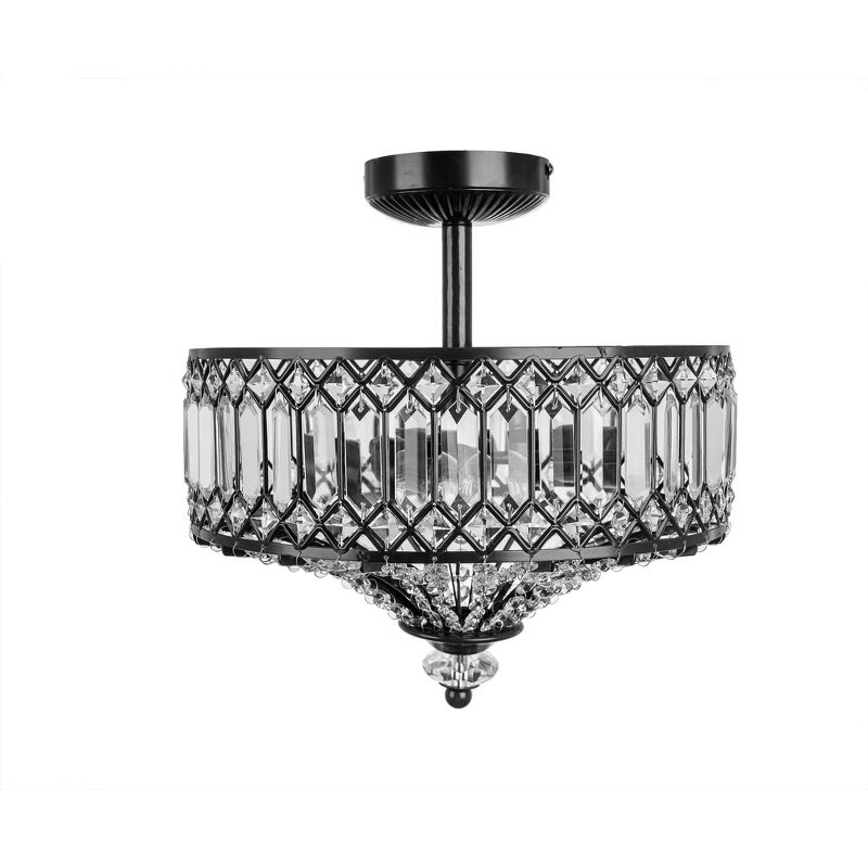 15.25" Glass and Metal Tiered Jeweled Semi Flush Mount Ceiling Light - River of Goods