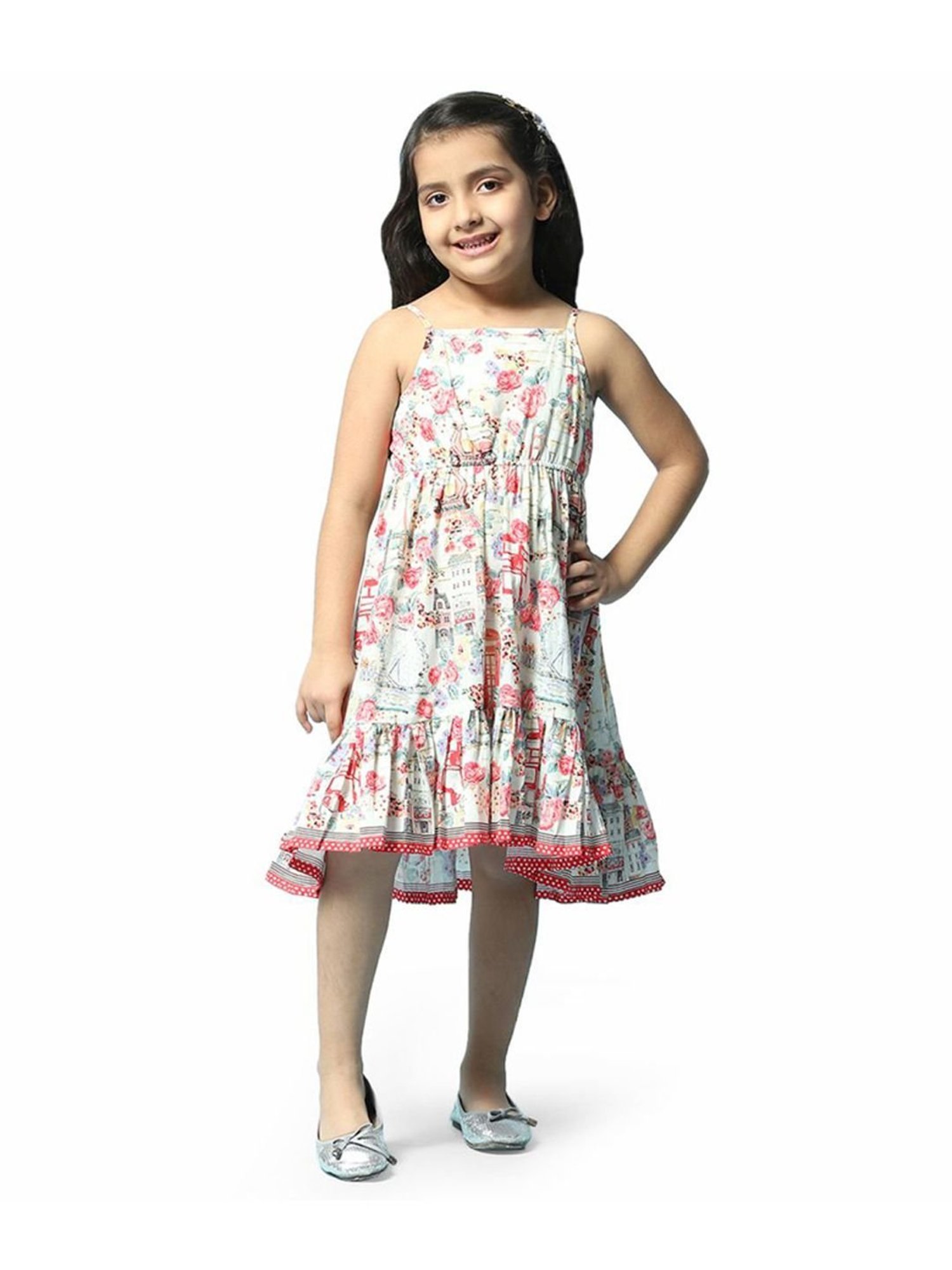 Biba Girls Multicolor Cotton Printed Dress
