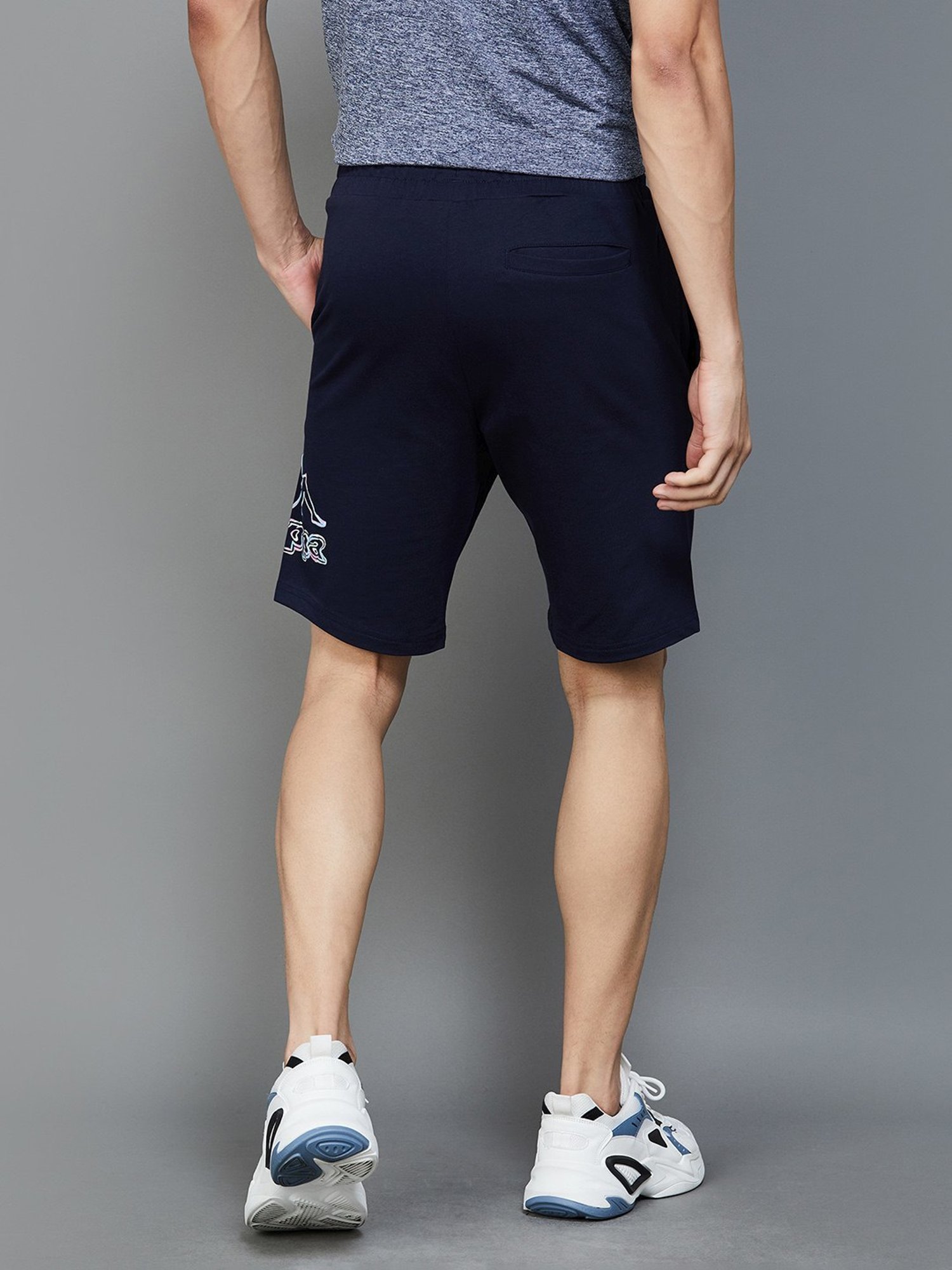 KAPPA Navy Cotton Regular Fit Printed Shorts