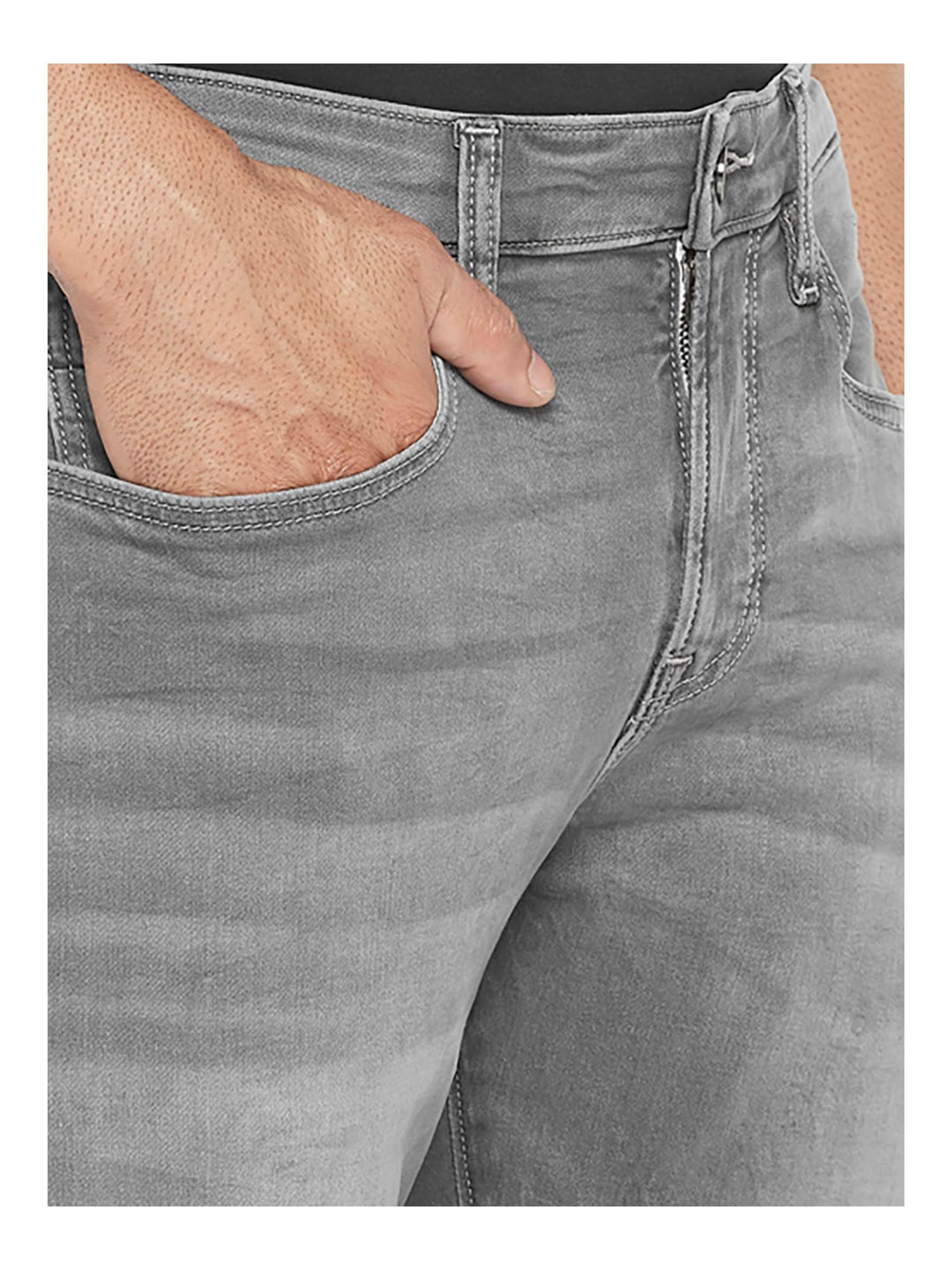 EVERBLUE Grey Comfort Slim Midrise Stretchable Jeans