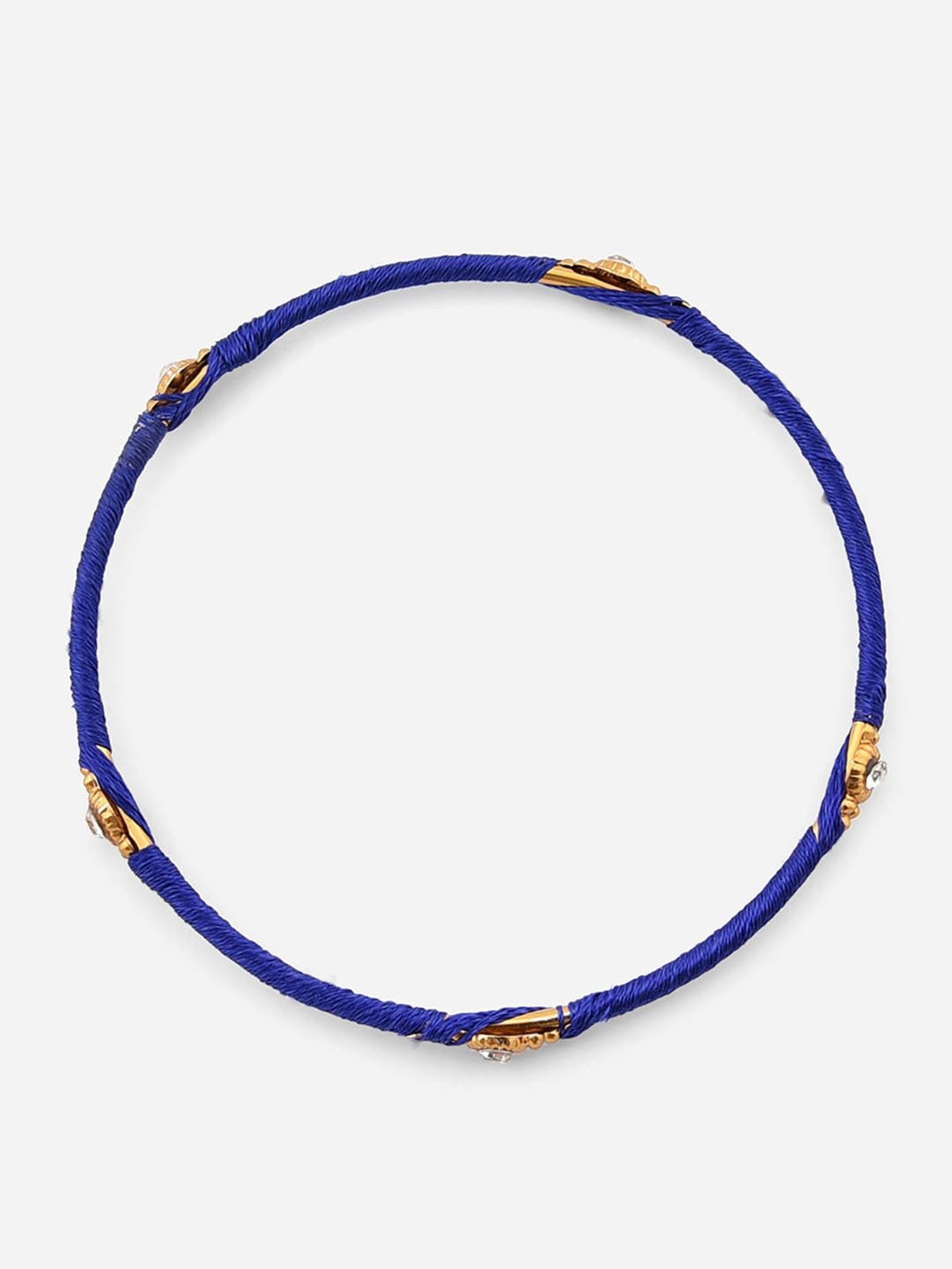 Fida Navy Blue Stones Gold-Plated Silk Thread Bangles for Women - Set of 12