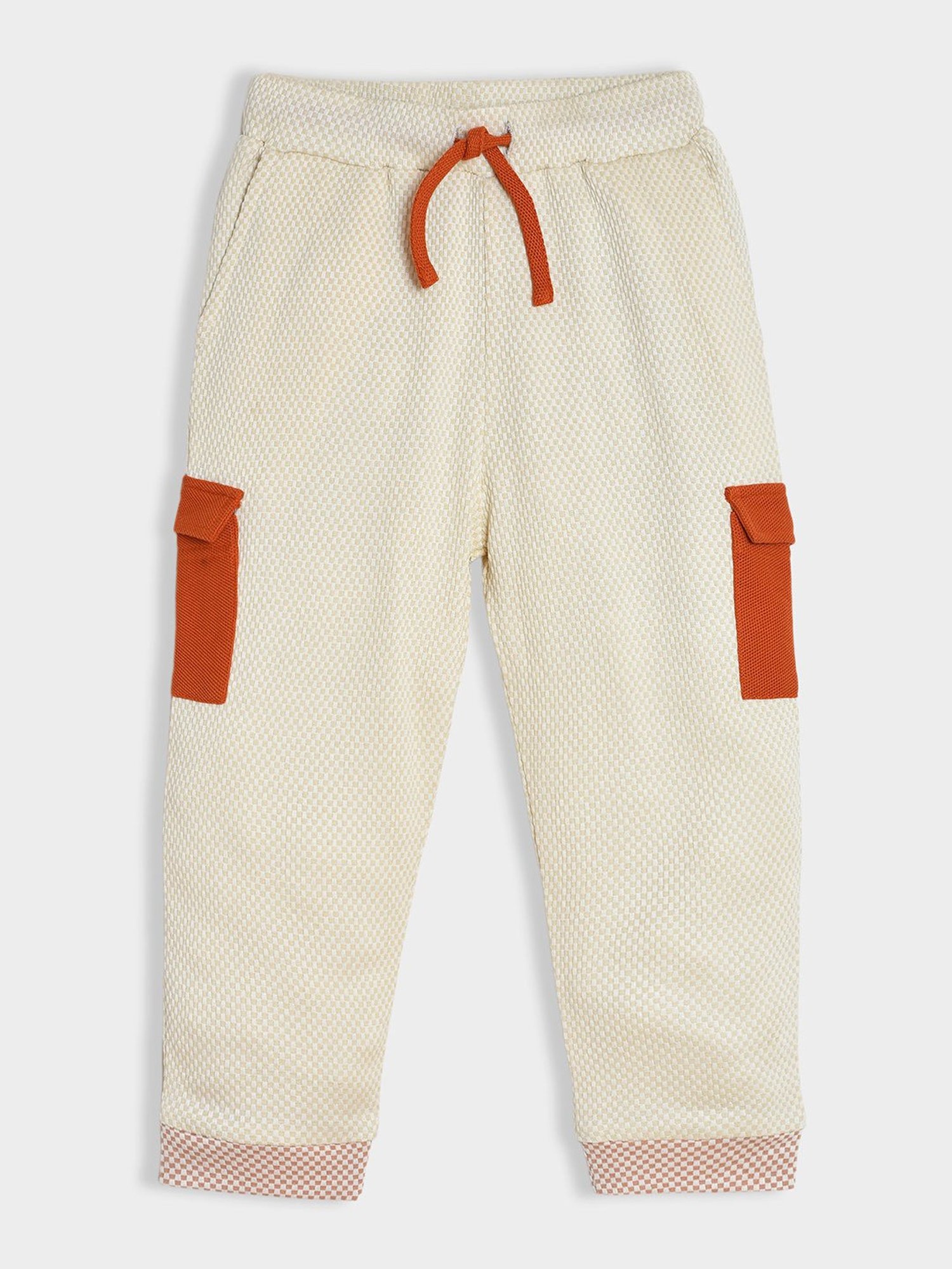 MiArcus Unisex Cream & Rust Printed Full Sleeves T-Shirt with Pyjamas