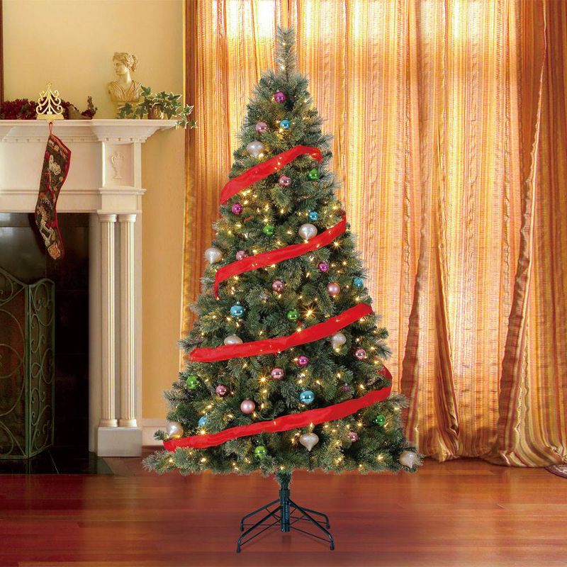 Home Heritage 7' Cascade Cashmere Quick Set Christmas Tree and Changing Lights
