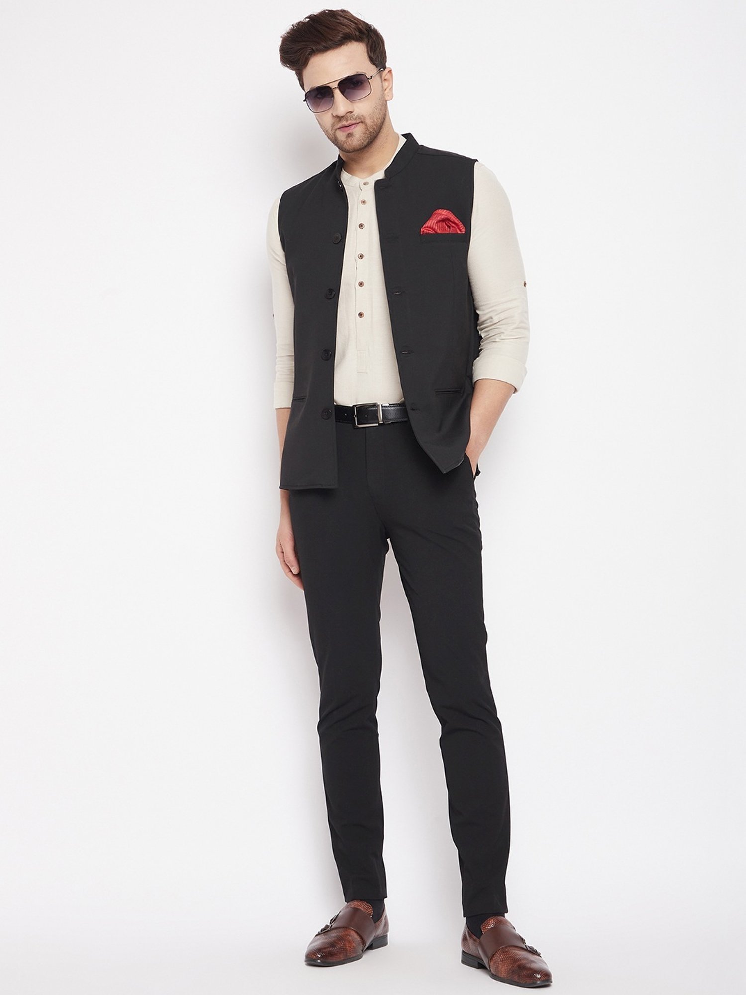 Even Black Regular Fit Nehru Jacket