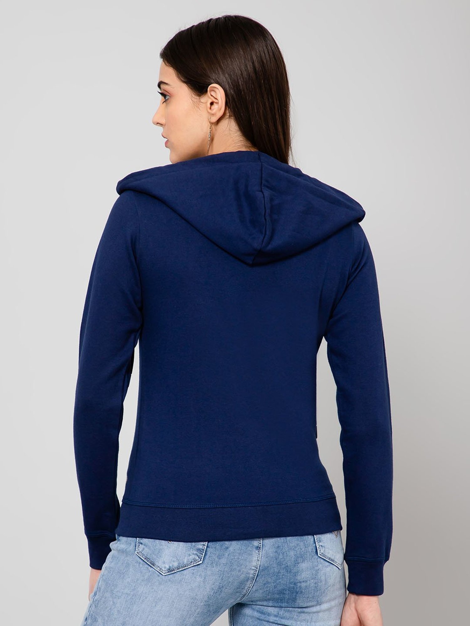 Crozo By Cantabil Navy Fleece Hoodie