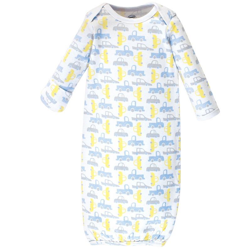 Luvable Friends Baby Boy Cotton Long-Sleeve Gowns 4pk, Trucks, 0-6 Months
