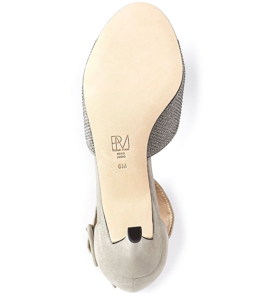 Pelle Moda Berlin6 Metallic Suede Crystal Embellished Dress Sandals
