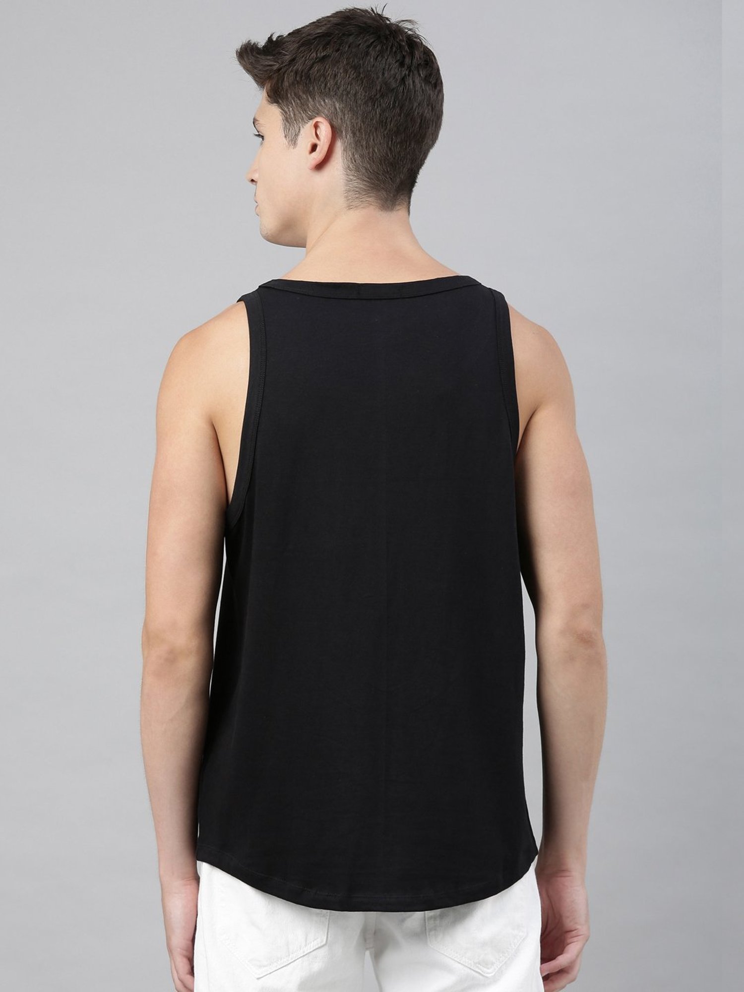 Bushirt Black Printed Cotton Vest