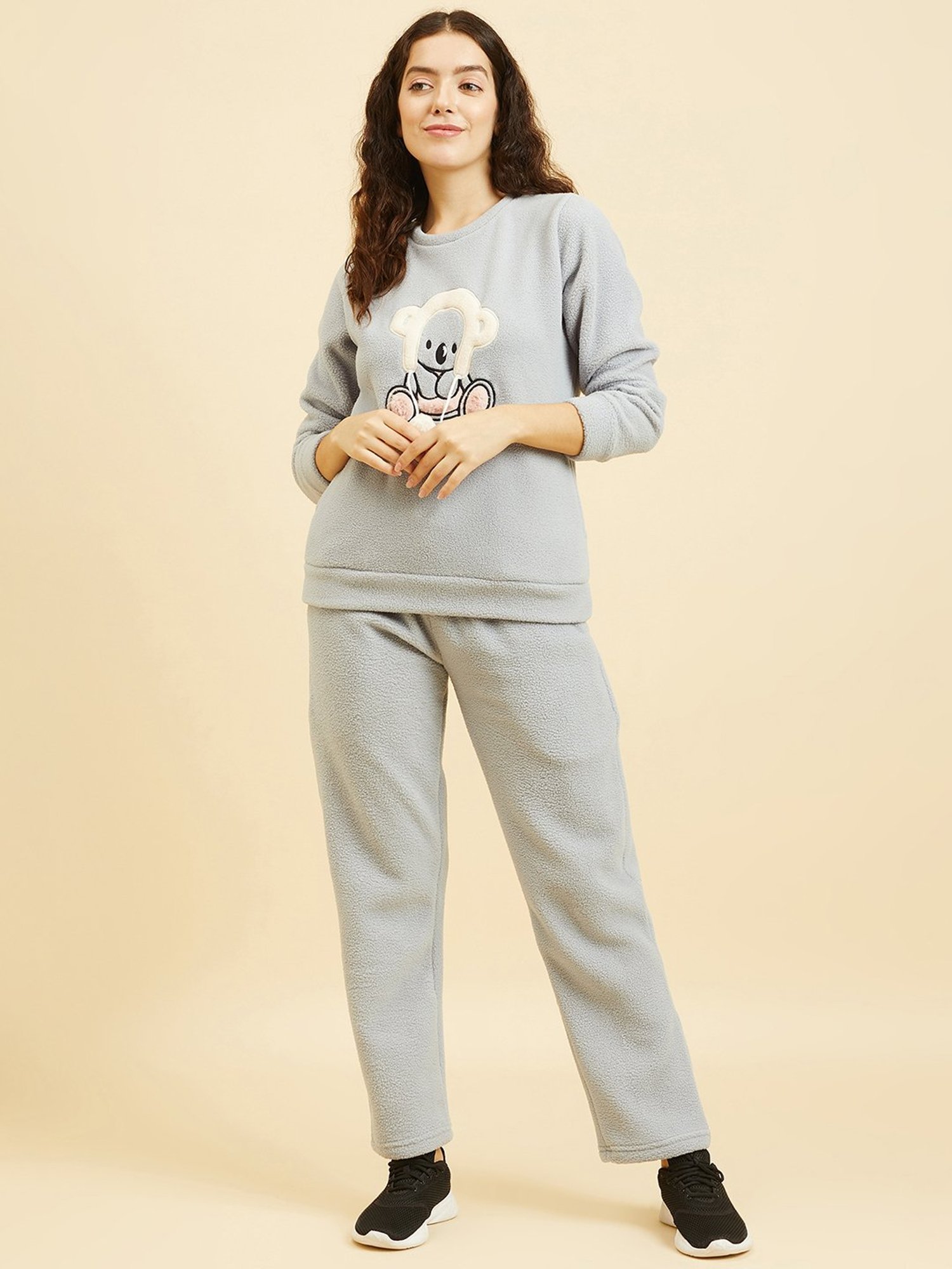Sweet Dreams Grey Printed Pullover With Pants