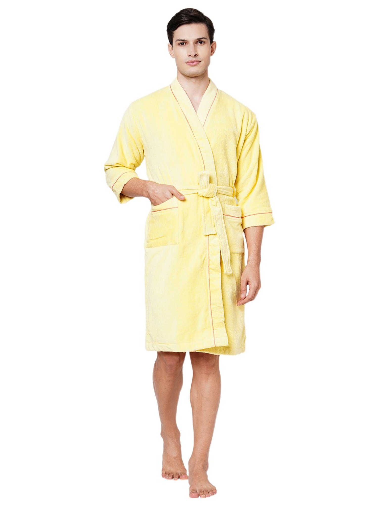 Spaces Exotica Yellow Cotton Ultra Soft Bath Robe - Large