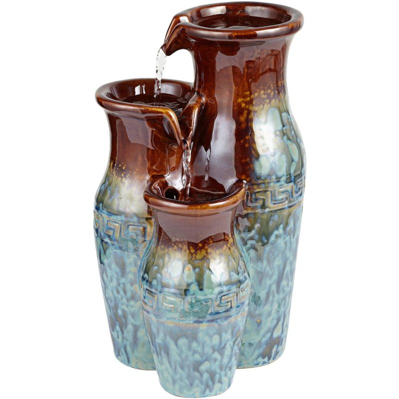 John Timberland Zen Indoor Tabletop Water Fountain 11 1/2" High Mediterranean Jar Cascading for Table Desk Office Home Bedroom