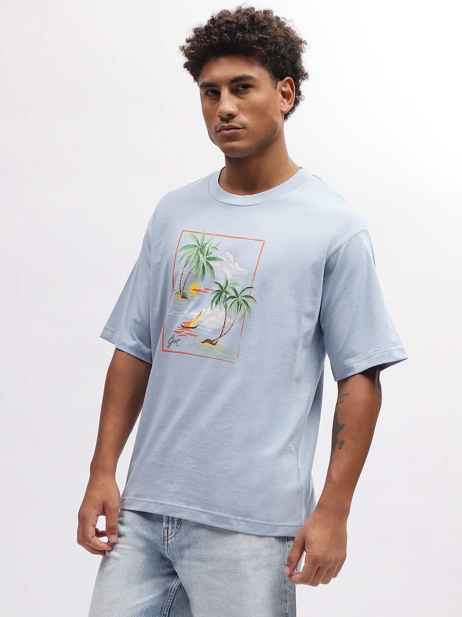 GANT Printed Round Neck Relaxed Fit T-Shirt